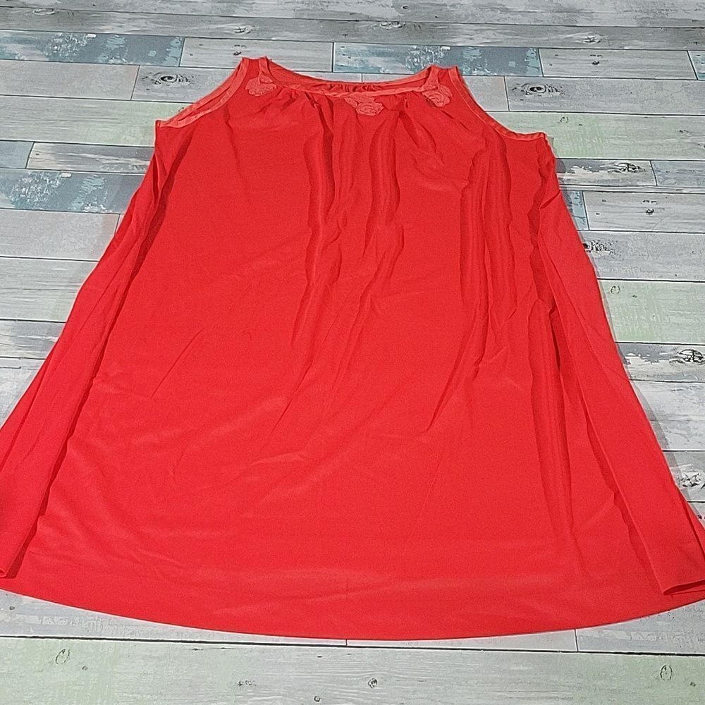 Vintage Red Night Gown with Rose Details No Size